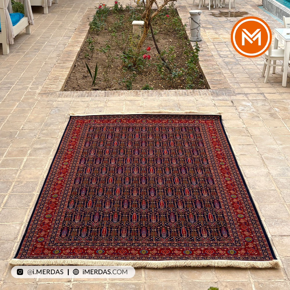 فرش گبه کد 1003 قشقایی زمینه سرمه ای